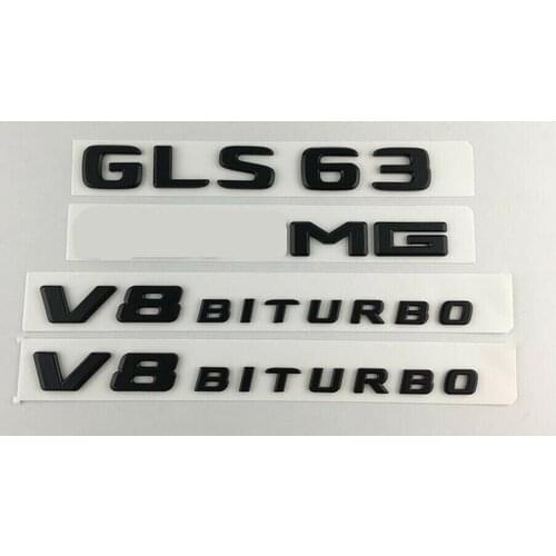Black GLS63 for AMG V8 BITURBO Trunk Fender Letters Badges Emblems for Mercedes Benz