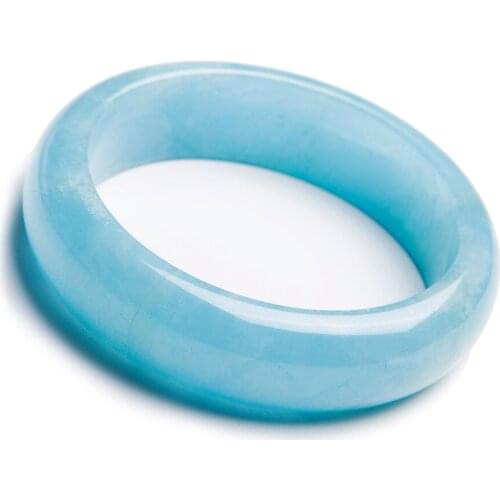 Precious Ocean Blue Natural Aqu amarine Stone Bangles Women Lady Round Fashion Crystal Bangle Inner Diameter 55mm