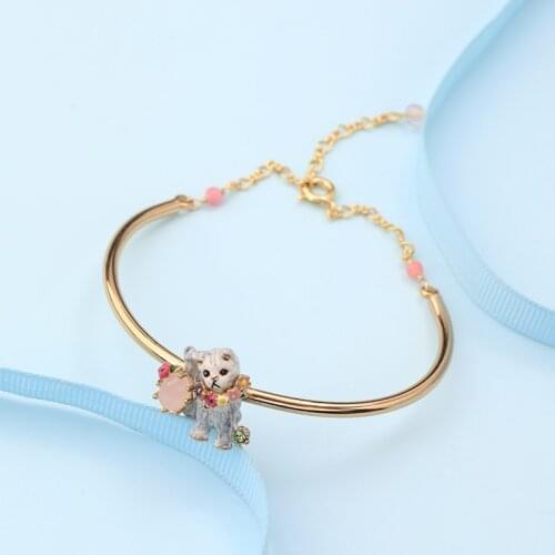 European and American Style New Hand-painted Enamel Glaze Opening Adjustable Bracelet Cat Bangle Fashion Personality Bracelet