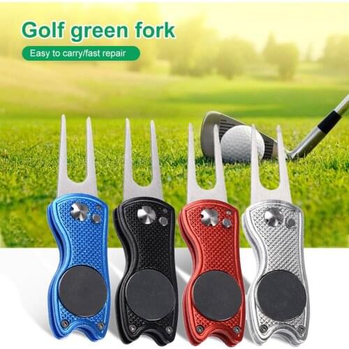 Golf Green Fork Metal Foldable Golf Divot Tool with Magneti Golf Accessories Divot Repair Tool