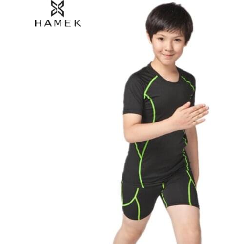 HAMEK Hot Boys 2 Pcs Summer Running Basketball Sets Breathable Shirts Easy Shorts Kids Fitness Suits Children Soccer Tracksuit