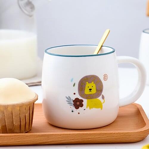 Animal Cartoon Pattern Underglaze Ceramic Meal Mug Milk Mug Coffee Mug 400ML Tea Cup