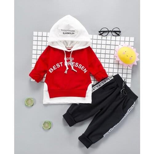 Spring Autumn Kids Cotton Clothes Sets Baby Girls Boys Sports Hooded T-Shirt Pants 2pcs/Sets Fashion Children Casual Tracksuits