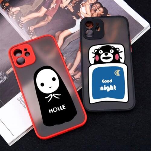 Cute Cartoon Anime Bear Phone Case For iPhone 12 11 Pro MAX XR 7 X XS SE20 8 6Plus No Face Pattern Clear Hard Matte Cover Fundas
