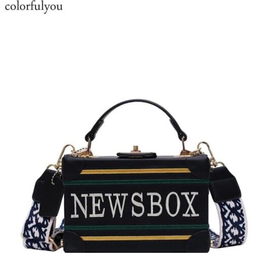 Fashion letter box handbag women small bags 2019 Winter vintage Messenger Bag PU leather Crossbody Shoulder Bags small Purse