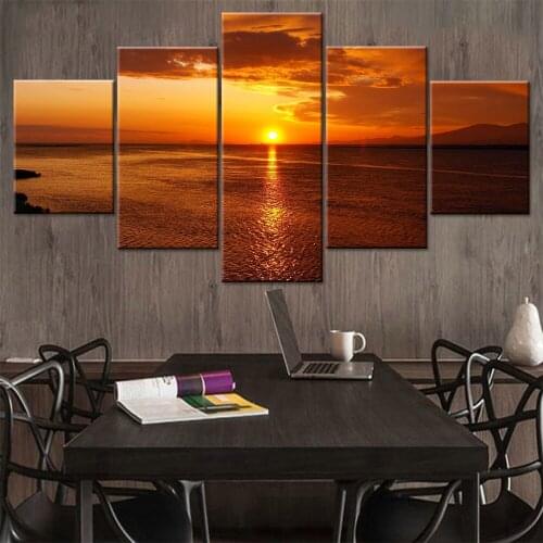 Printed Modular Picture HD Canvas Framework Painting Sunset Landscapes For Bedroom Living Room Home Wall Art Decoration
