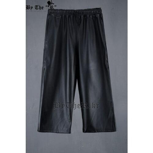 27-44 2017 mens clothing fashion singer PU Wide leg pants Harem leather pants punk hip-hop rock pants seven plus size costumes