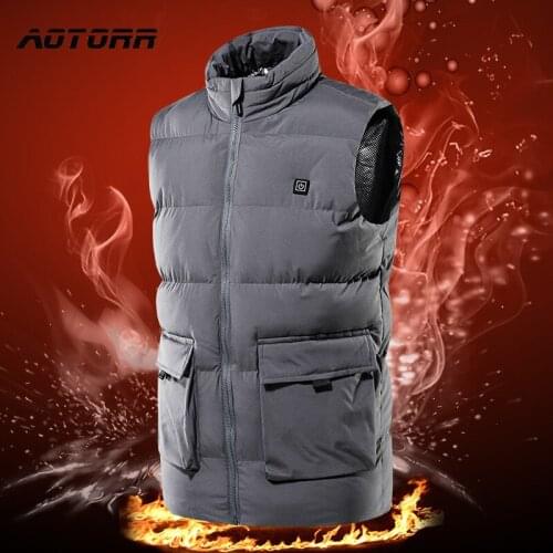Men Outdoor USB Infrared Heating Vest Jacket Man Winter Electric Thermal Clothes Warm Waistcoat For Sport Hiking Waistcoat Parka