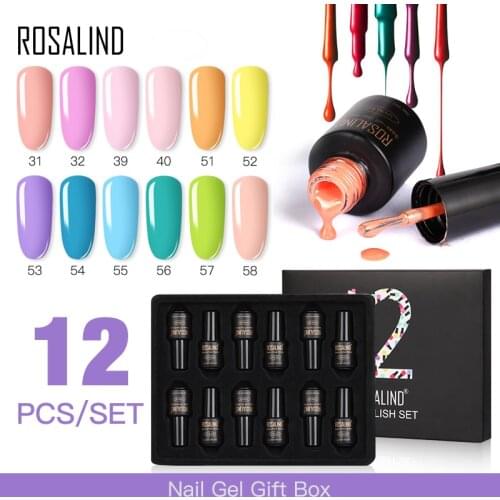 ROSALIND Gel Nail Polish Set Acrylic Nail Kit 12PCS/LOT Soak Off Hybrid Lacquer Semi Permanent Gellak Varnish Set For Manicured