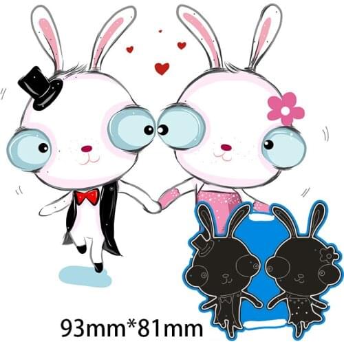 Metal Cutting Dies TWO WIDE-EYED BUNNIES New for decor card DIY Scrapbooking stencil Paper Album template Dies 93*81mm
