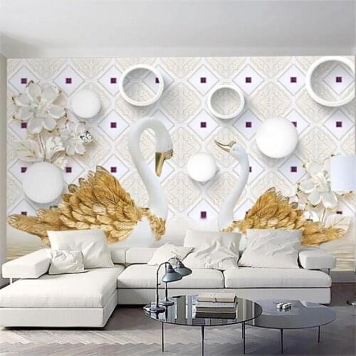 Beibehang Custom wallpaper 3D stereo photo swan TV background wall 5d living room bedroom murals papel de parede 8d wallpaper