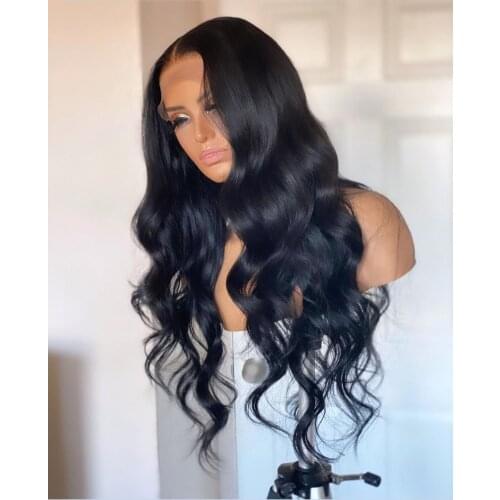 Middle Part Body Wave Lace Front Wigs Synthetic Heat Resistant Fiber Hair for Women Natural Look 13x3 Lace Wig Glueless