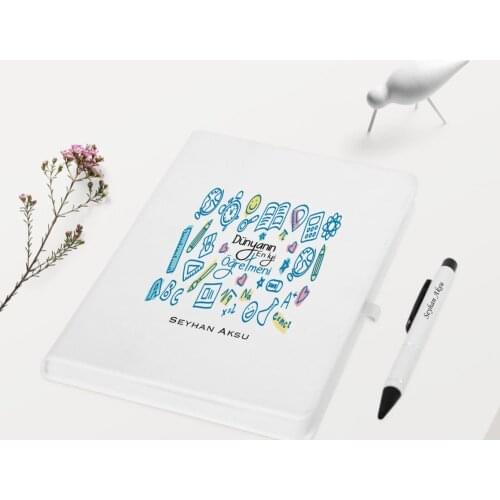 Personalized World Best Öğretmeni Themed White Notebook Pen Gift Set-19