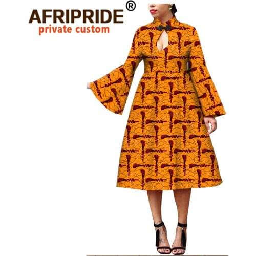 African Print Dresses for Women Ankara Clothes Plus Size Sexy Party Outfits Midi Dress Flare Sleeve Casual Attire A1825110