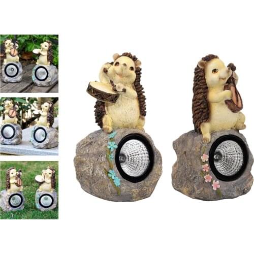 Resin Solar Garden Statue Outdoor Art Decoration Ornaments Hedgehog Balcony