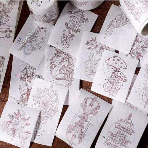 Simple Flowers Mushrooms Washi Tape Ins Style Scrapbooking Diary DIY Decoration Planner Masking Tape Label Sticker Stationery