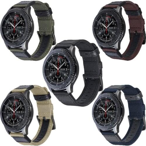 22mm/20mm Link Bracelet For Galaxy Watch 46mm/42mm Nylon with Leather Strap Light Soft Watches Accessories Amazfit Bip Pulseira