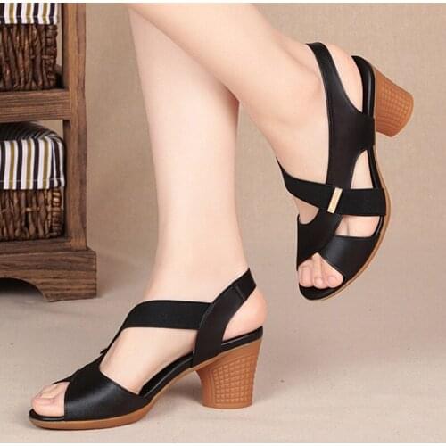 Fashion Women Sandals Platform Summer Round Mid Heel Peep Toe Casual Non-slip Back Strap Beach Ladies Shoes Zapatos De Mujer