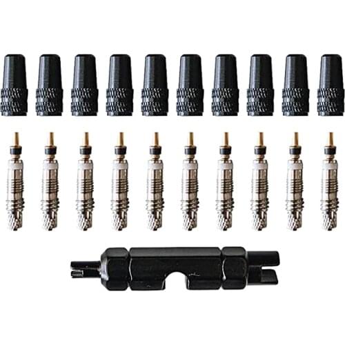 Bike Valve Core Universal French Presta Bicycle Tyre Bike Replacement Tubeless Core with Valve Core Remover and Core Caps