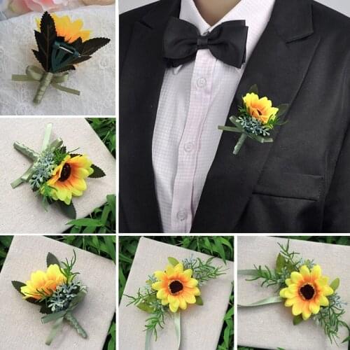 Silk Sunflower Artificial Flower Faux Sunflower For Handmade Scrapbooking Bridal Wrist Corsage Accessories Wedding Cloth Decor