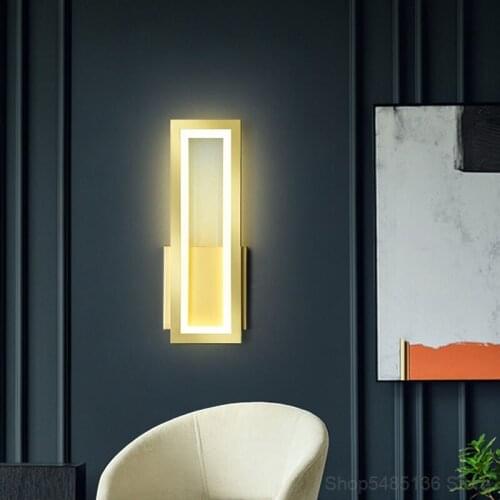 Modern Golden Acrylic Wall Lamp Bedroom Bedside Lamp Living Room Decoration Wall Light Restaurant Staircase Aisle Led Lighting