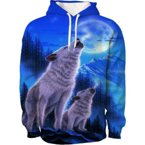 Men Women Wolf Hoodies 3d Printed Pullover Wolf Sweatshirt Boys Girls Long Sleeve Hoody Pullover Tracksuit Casual Sportswear