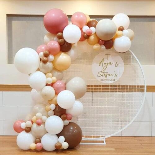 133pcs Coffee Brown Latex Balloons Arch Kit Garland Blue White Skin gold Color Baby Birthday Party Decorations Backdrop Decor