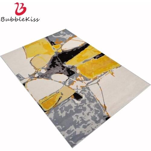 Bubble Kiss Carpet Customized Soft Carpets For Living Room Abstract Oil Painting Yellow Gray Home Carpet Bedroom Decoration Rug