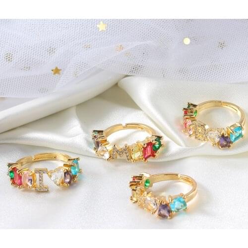 Womens Rings Beautiful Accessories 26 Letter Rings Gold Inlaid Color Zircon Anniversary Gift Girlfriends With Couple Jewelrys