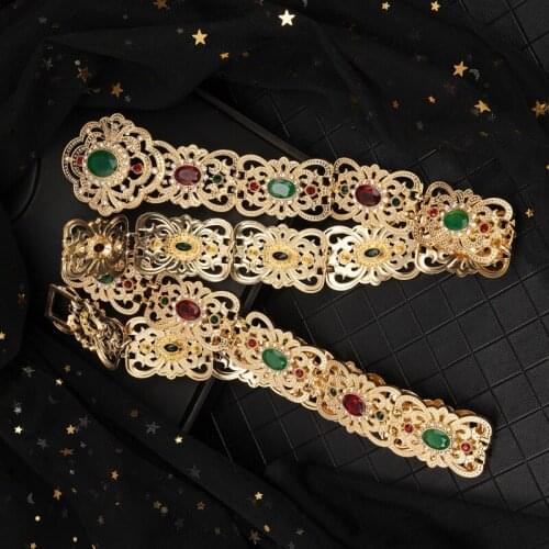 Gold Bridal Belts with Flowers Belt Buckle Rhinestone Belts for The Evening Wear Wedding Accessories for Women