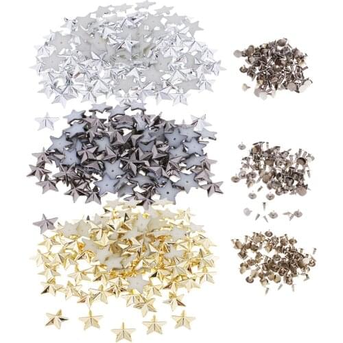 100 Sets Star Rivet Studs Spots Leather Rivets Spikes for DIY Clothes Bag Decoration 14mm
