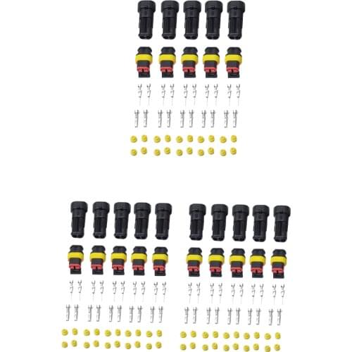 15 Sets 2 Pin Sealed Waterproof Electrical Wire Connector Plug Terminal