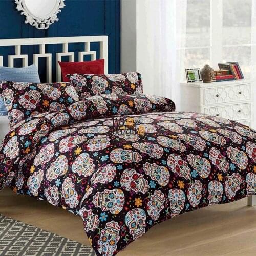3D Sugar Skull Duvet Cover Set Halloween Queen King Bedding Set Single Double Twin Full Bed Clothes For Adult Home Home