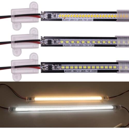 AC220V LED Bar Light Super Brighter 50cm 40cm 30cm 72LEDs 2835 LED Rigid Strip Energy Saving LED Hard Light Strip 5pcs 10pcs