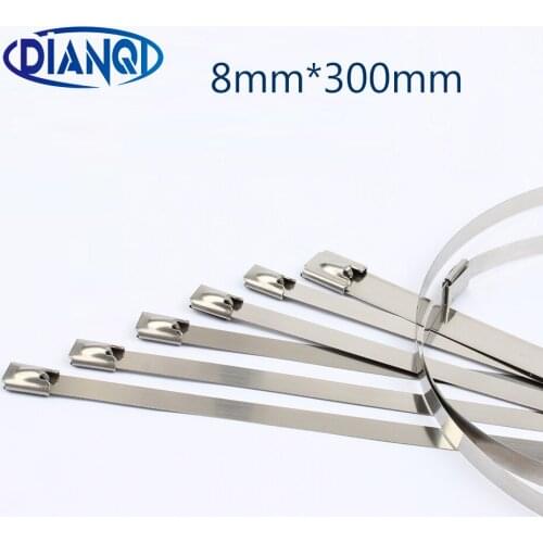 8mmx300mm 8*300mm 8mmx300mm Latching Self-Locking Stainless Steel wires cable ties self-Lock tie wrap zip ties 201 304 316
