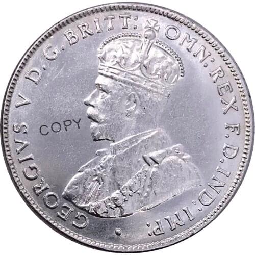 Australia 1 One Florin Two Shillings George V 1935 Advance Crowned Bust Left Cuproickel Plated Silver Copy Coins