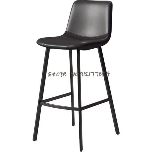 Bar Chair Modern Minimalist Light Luxury Home High Stool Chair Nordic Backrest Front Desk Chair Net Red Iron Bar Chair