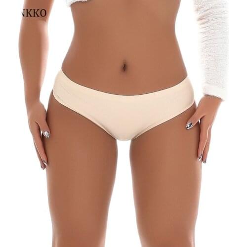 Seamless Panties Ice Silky Briefs Womens Panty Sexy Low Waist Ultra-soft Breathable Underpant M-XXL Solid Color Panties