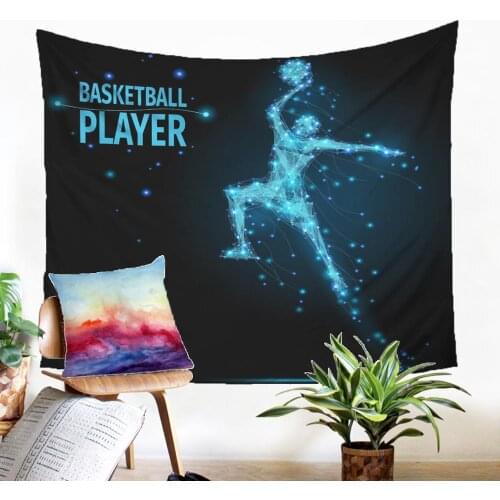Large Tapestry Fabic Sports Wall Hanging Basketball Motif Gobelin Decoration For Modern Home Farmhouse Decor Dorm Adornment