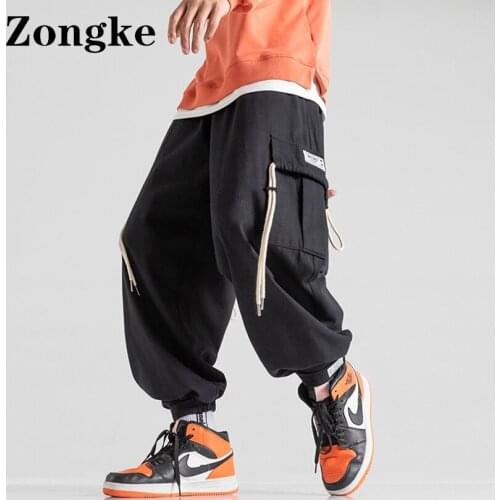 Zongke Cargo Pants Men Clothing 2021 Fashion Harajuku Streetwear Pants For Men Sweatpants Cargo Trousers 5XL Autumn New Arrivals