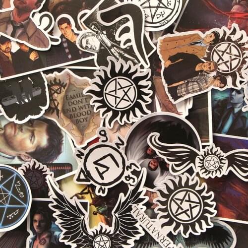 CA41 37pcs/set Supernatural SPN kids Diy 90s Art Print Notebook Cellphone Laptop Bicycle Scrapbooking Album Decals Sticker