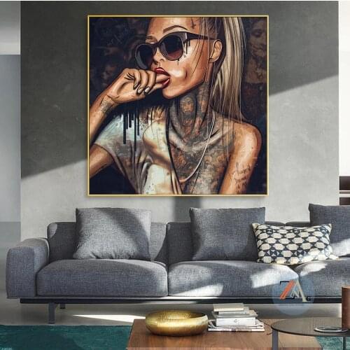 Black Girl With Tattoo Canvas Paintings On The Wall Art Posters And Prints Abstract African Art Pictures For Living Room Cuadros