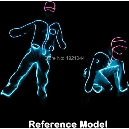 EL Costume Luminous Costumes DIY Illuminated Glowing Hooded Men EL Clothes Night Club Fashion Talent Show Favors