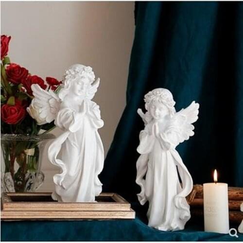 European style vintage old white girl angel decoration, plaster figure figurine small decoration gift