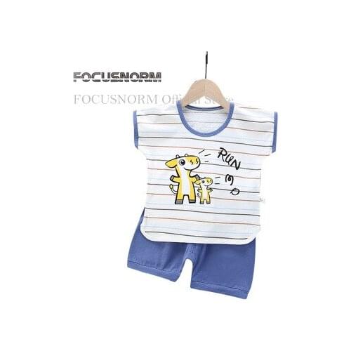 FOCUSNORM 2020 Infant Kids Boys Clothes Sets 2pcs Striped Print Causal Pullover T Shirts Tops Shorts Trousers