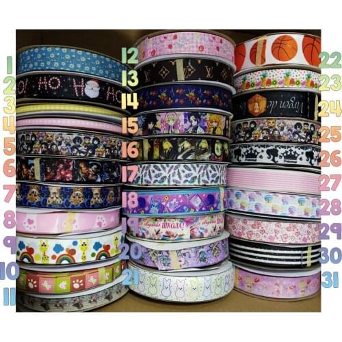 Stock Ribbon 6mm 16mm 22mm 25mm 32mm 38mm Cartoon Printed Grosgrain Ribbon 50 yards/roll