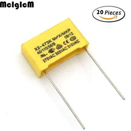 MCIGICM 20pcs 47nF capacitor X2 capacitor 275VAC Pitch 15mm X2 Polypropylene film capacitor 0.047uF