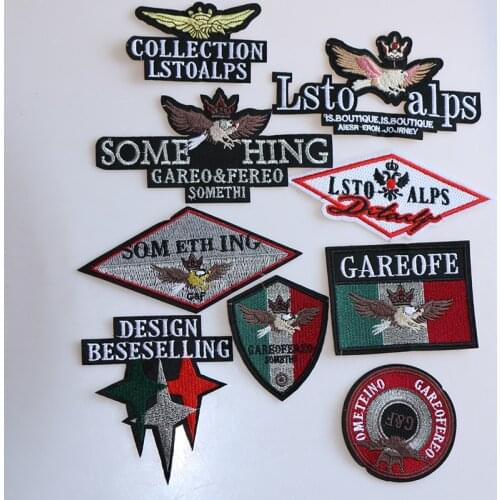 Green Silver Red Strip with Eagle Medal Icon Iron on Patches for Clothing DIY Stripes Clothes Custom Badges on the Bacckpack