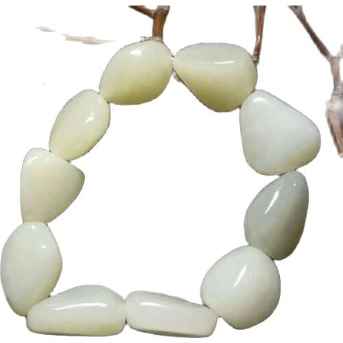 Natural seeds of Xinjiang Hetian jade seed Carved white beads Jade hand string