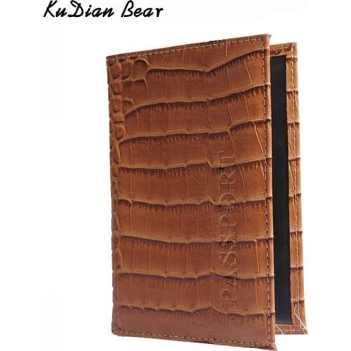 KUDIAN BEAR Crocodile Women Passport Cover PU Leather Cover Of The Passport Holder Travel Cover Case Porte Carte BIY023 PM49